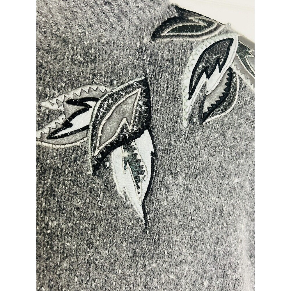 Vintage I.B. Diffusion 90's Angora Silk Gray Turtleneck Sweater S Faux Reptile - Picture 5 of 7